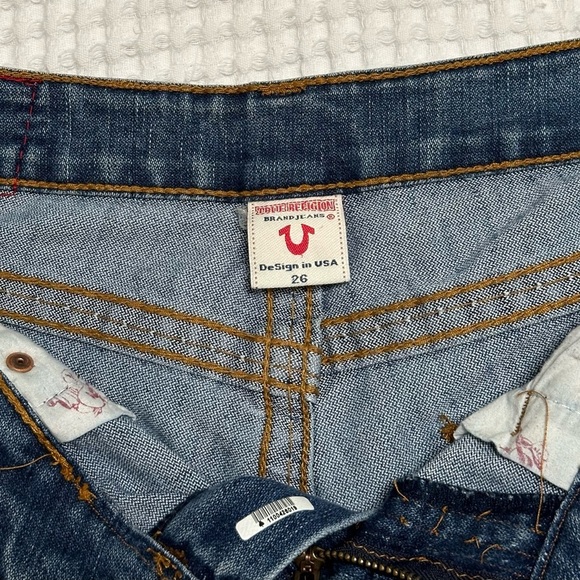 True Religion low rise, Y2K with contrasting, orange stitching denim blue jeans - Picture 9 of 9